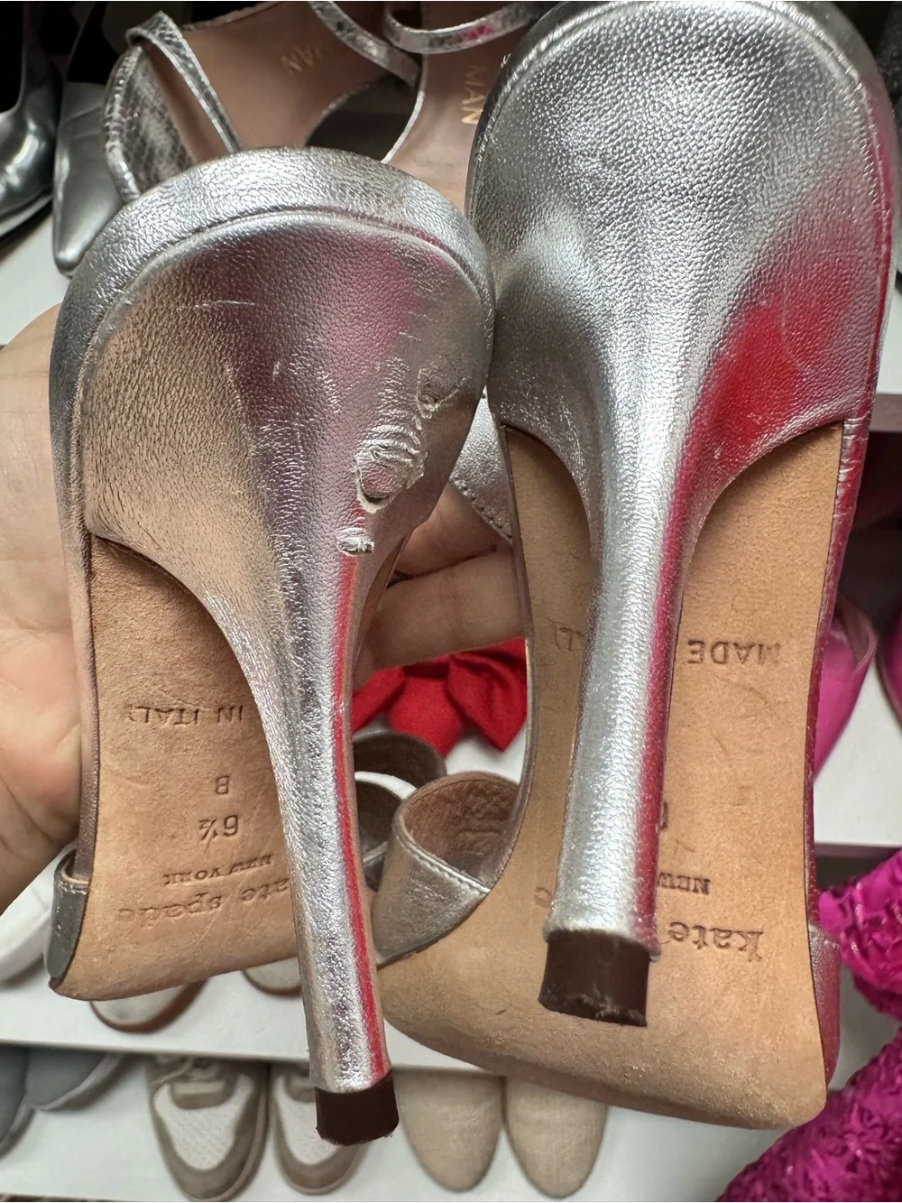 Kate Spade Silver Bow Slingback Sandals